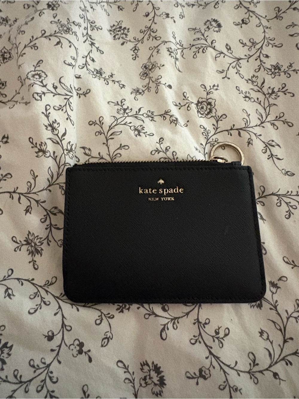 kate spade black leather zipper card holder